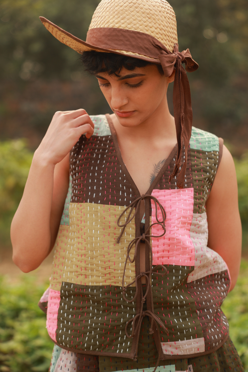 MILA KANTHA PATCHWORK JACKET upcycled cotton by Doodlage in multi color for women Worldwide
