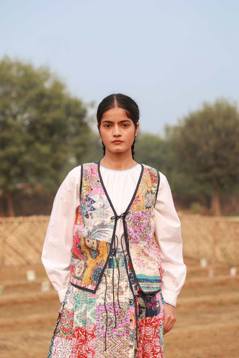 MILA PATCHWORK JACKET upcycled cotton by Doodlage in multi color for women Worldwide