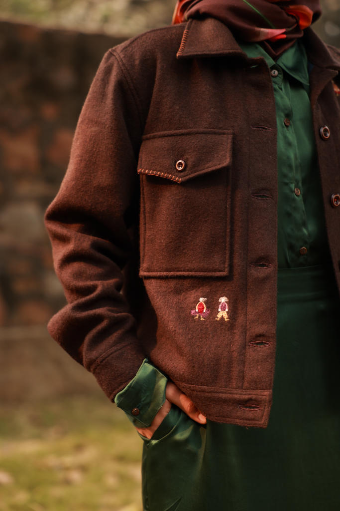 REMI BROWN JACKET by Doodlage in blue color for Worldwide