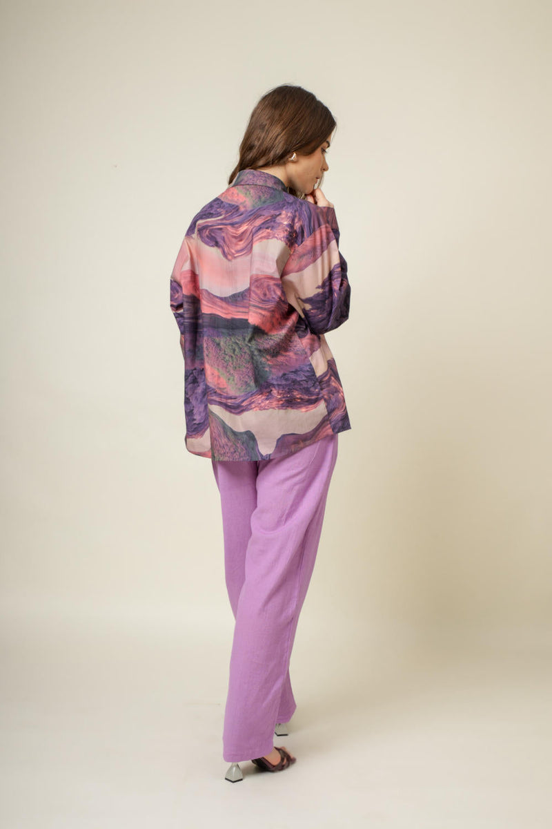 Earo printed shirt by Doodlage in purple color for women Worldwide