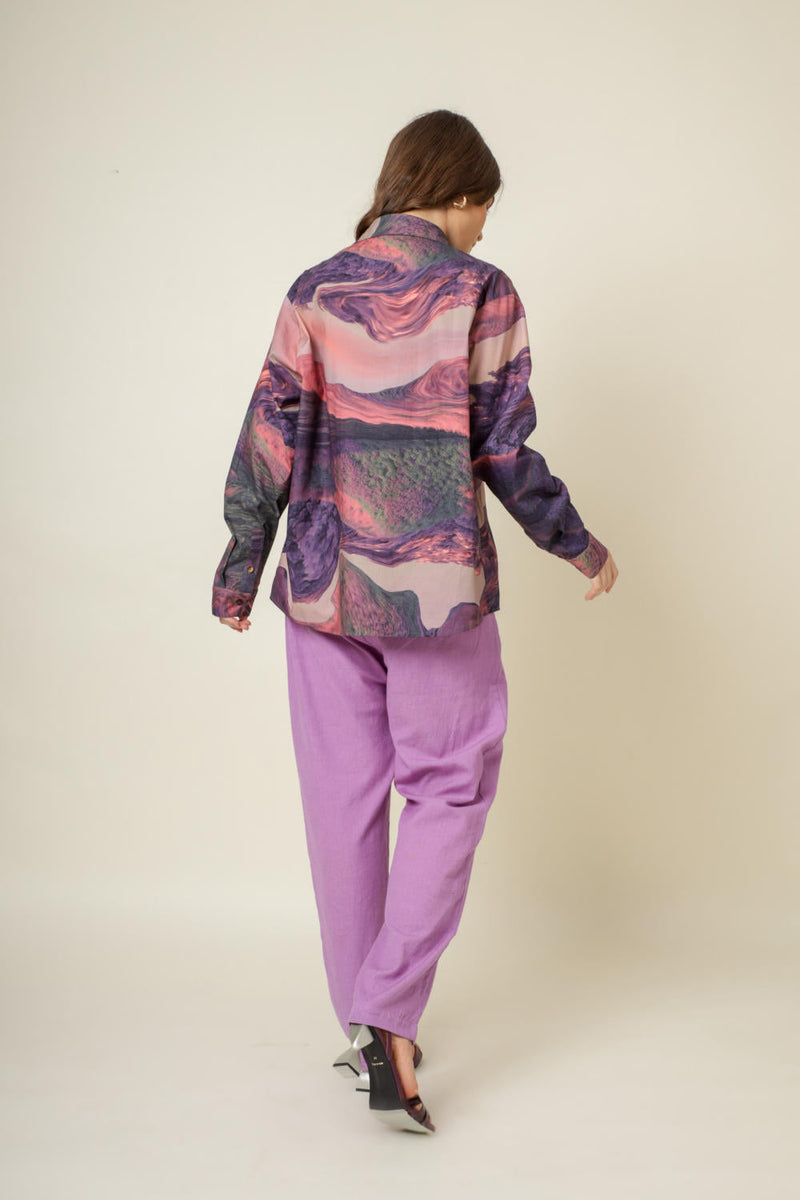 Earo printed shirt by Doodlage in purple color for women Worldwide