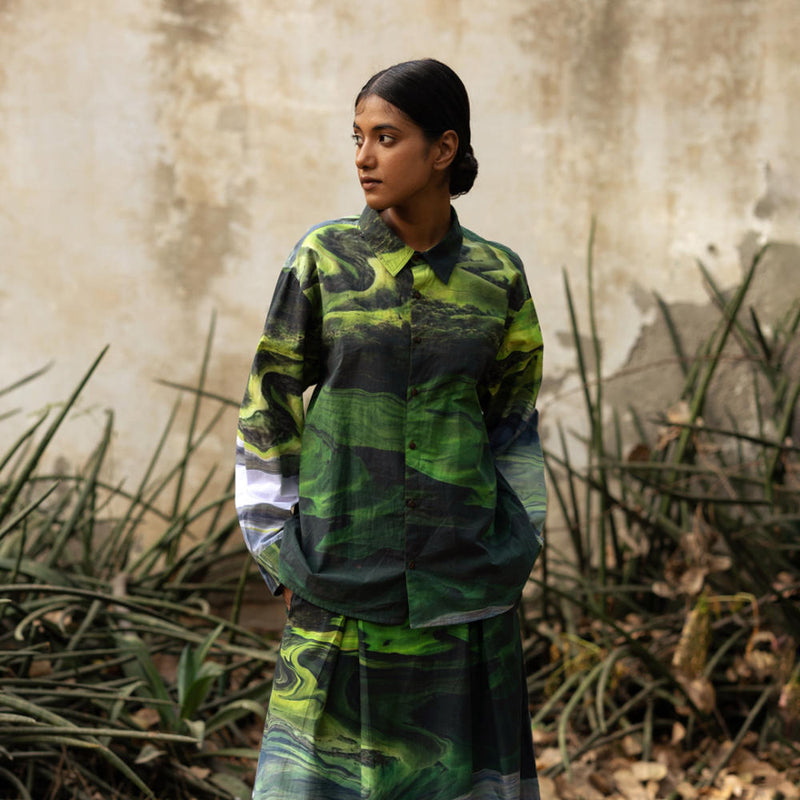 Earo Green Shirt by Doodlage in green color for women Worldwide