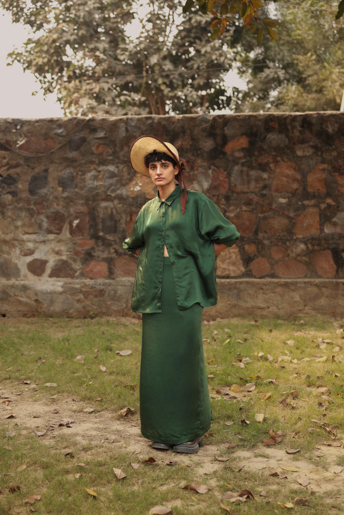 EARO EMERALD SHIRT bemberg by Doodlage in green color for women Worldwide