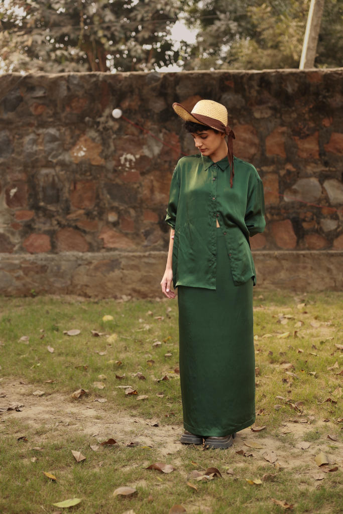 EARO EMERALD SHIRT bemberg by Doodlage in green color for women Worldwide