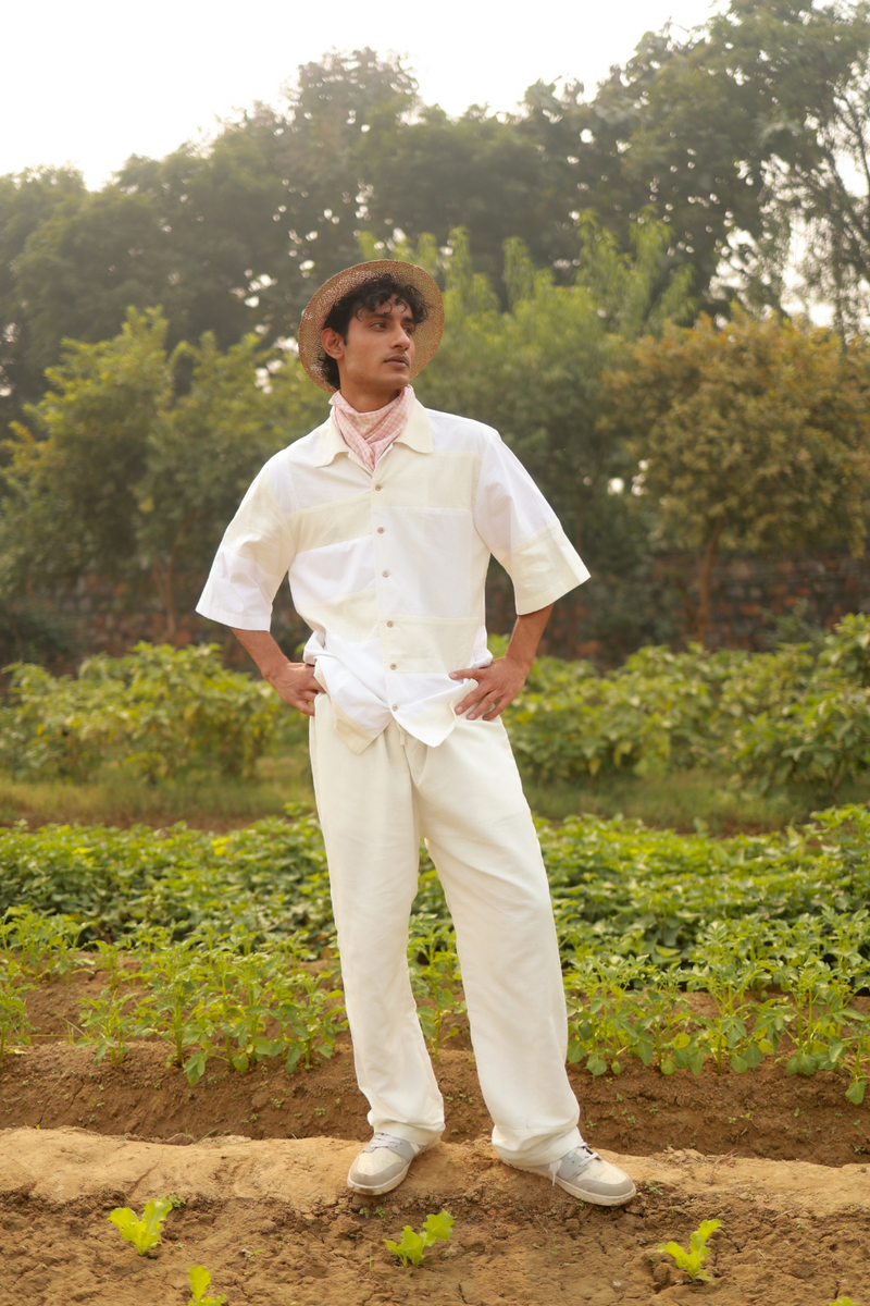 LEFT OVER BEIGE SHIRT cotton by Doodlage in white color for men Worldwide