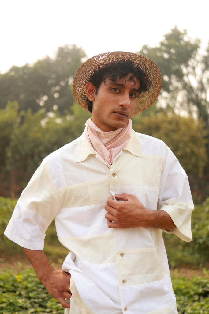LEFT OVER BEIGE SHIRT cotton by Doodlage in white color for men Worldwide