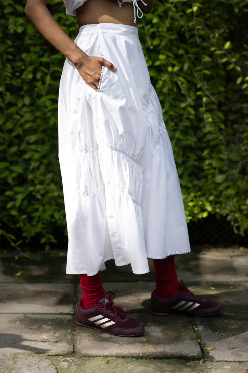 Lizzy White Skirt by Doodlage in white color for women Worldwide