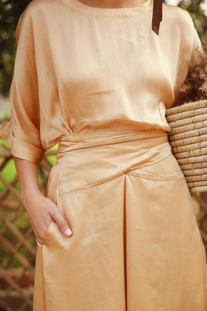 MIA BEIGE SKIRT bemberg by Doodlage in beige color for women Worldwide