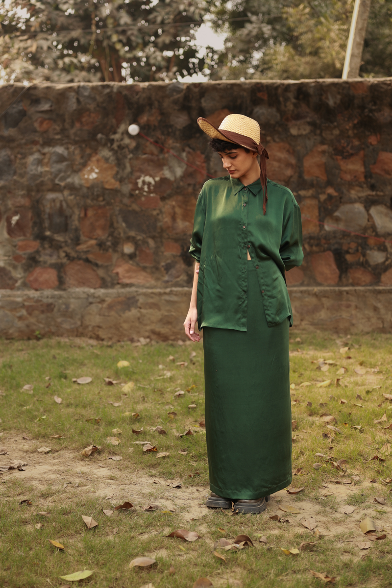 ABBY EMERALD SKIRT bemberg by Doodlage in green color for women Worldwide