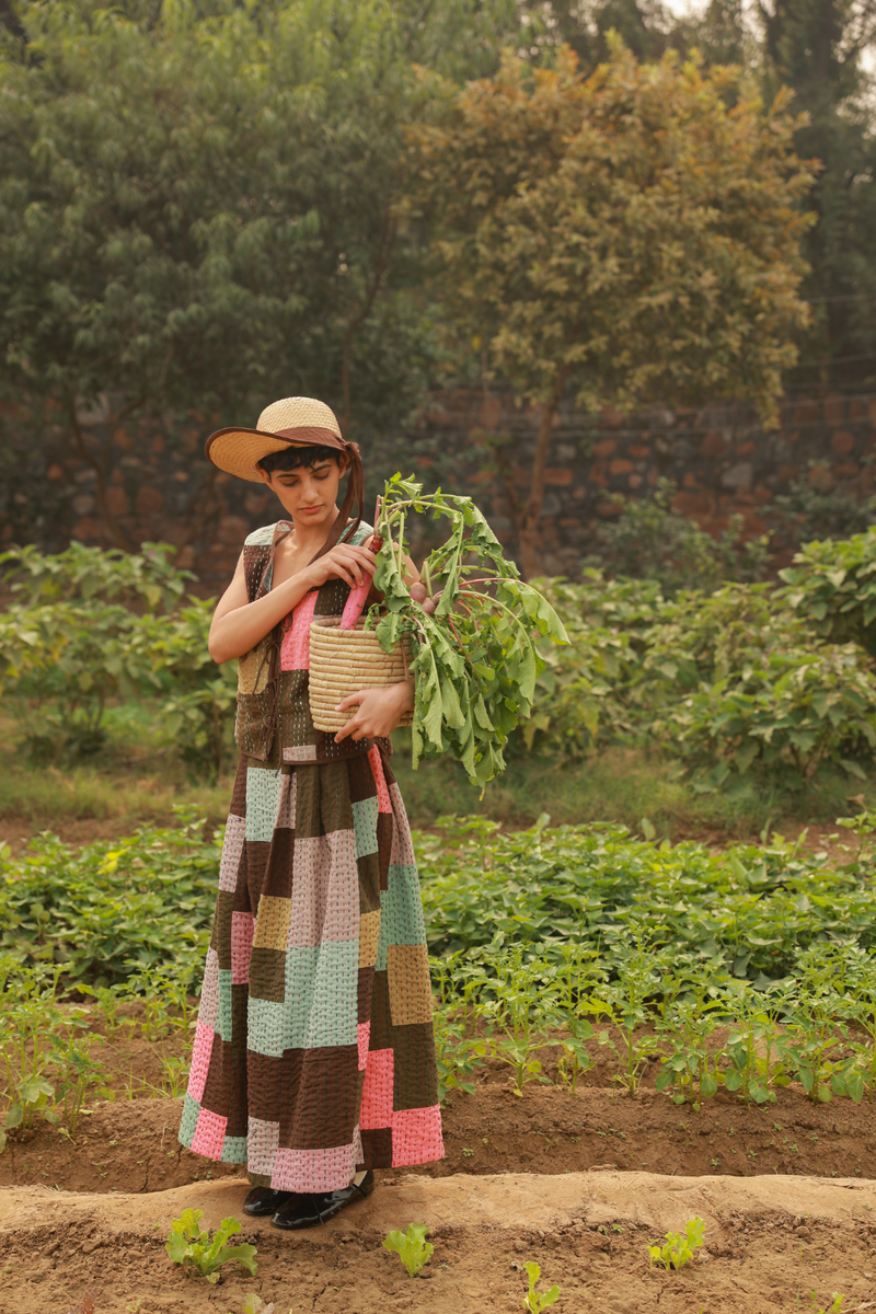 IRENE KANTHA PATCHWORK SKIRT upcycled cotton by Doodlage in multi color for women Worldwide