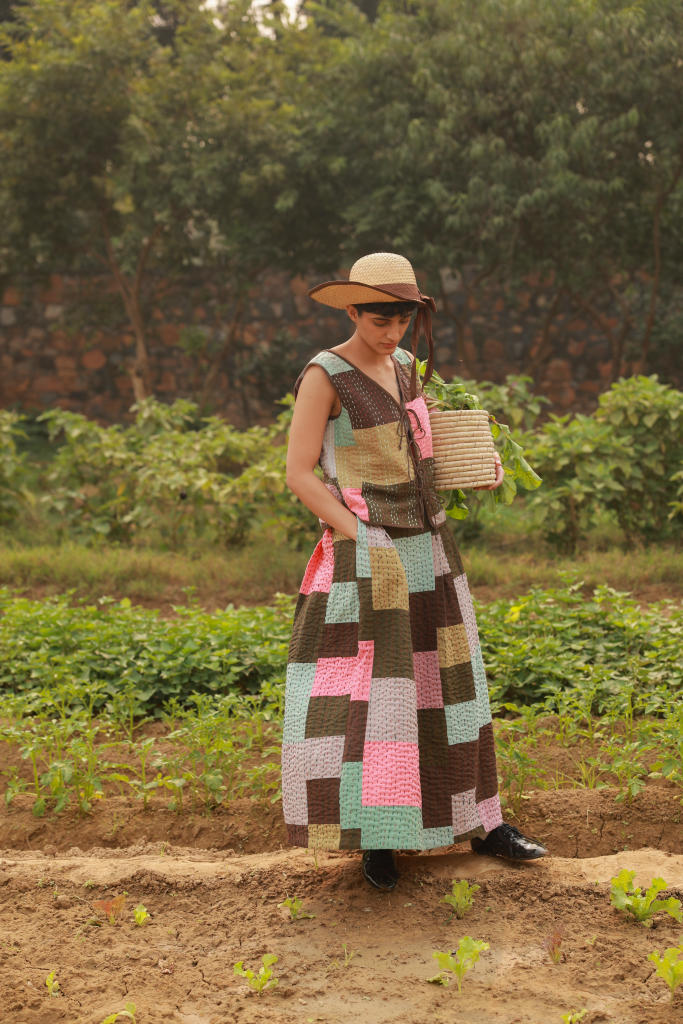 IRENE KANTHA PATCHWORK SKIRT upcycled cotton by Doodlage in multi color for women Worldwide