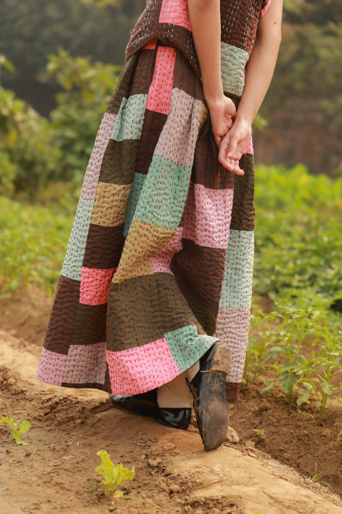 IRENE KANTHA PATCHWORK SKIRT upcycled cotton by Doodlage in multi color for women Worldwide