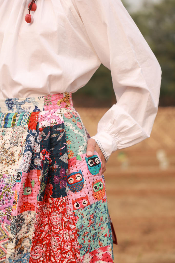 IRENE PATCHWORK SKIRT upcycled cotton by Doodlage in multi color for women Worldwide