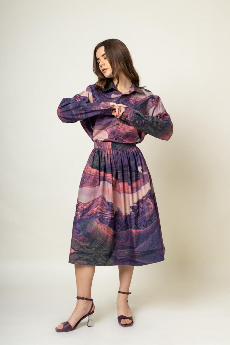 Jean Printed skirt by Doodlage in purple color for women Worldwide