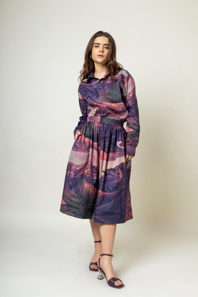Jean Printed skirt by Doodlage in purple color for women Worldwide