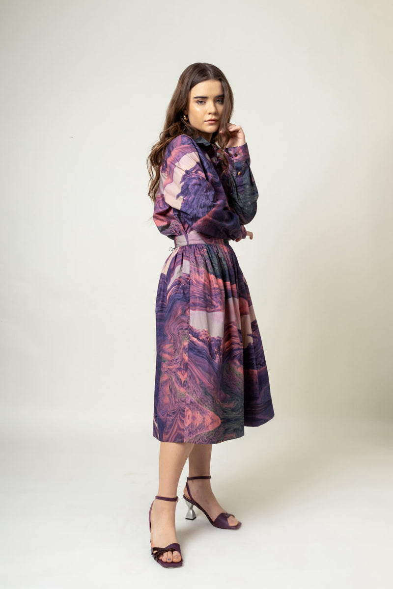 Jean Printed skirt by Doodlage in purple color for women Worldwide