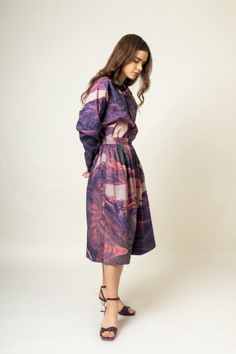 Jean Printed skirt by Doodlage in purple color for women Worldwide