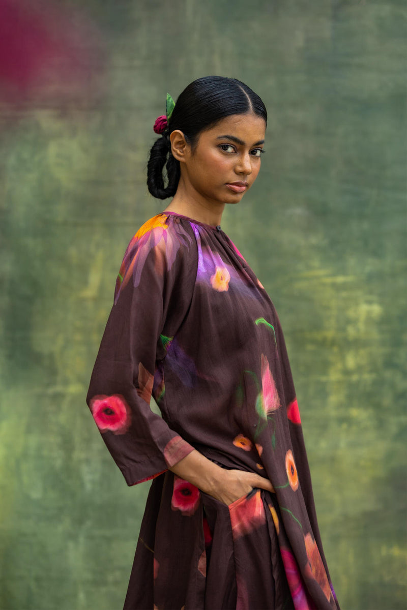 Hayde Printed Tunic by Doodlage in brown color for women Worldwide