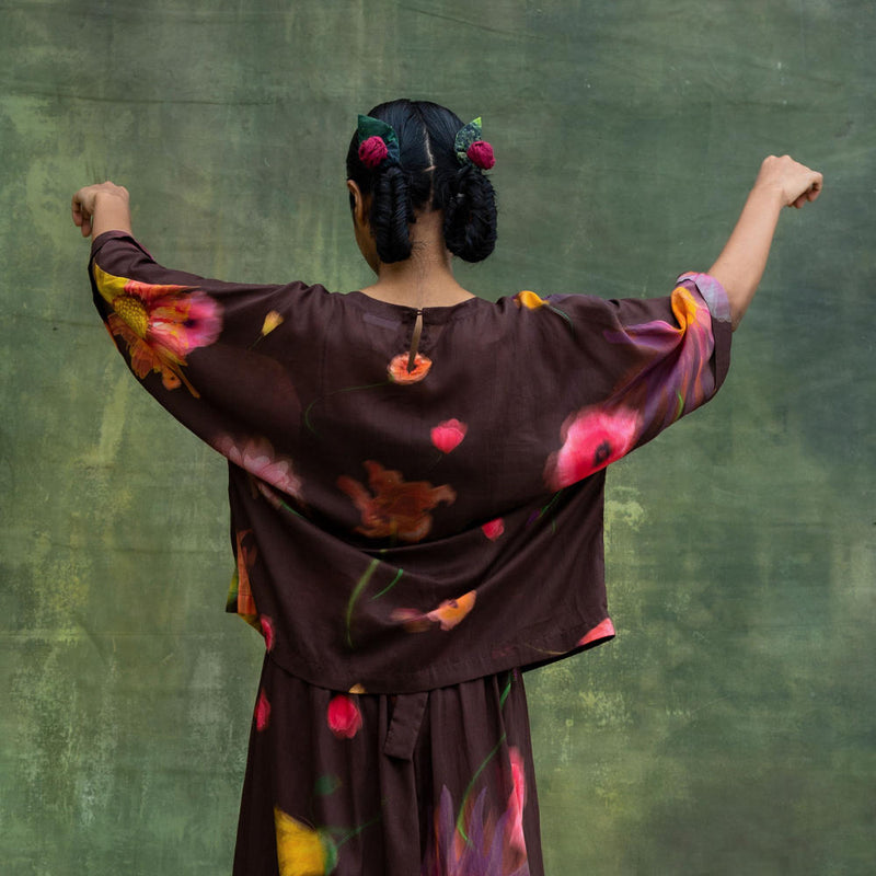 Hazel Printed Top by Doodlage in brown color for women Worldwide