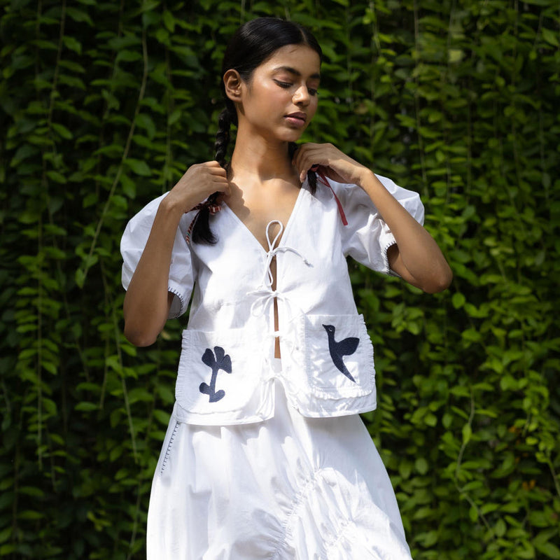 Fern White Top by Doodlage in white color for women Worldwide