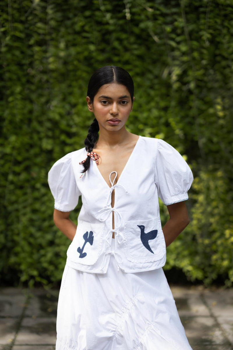 Fern White Top by Doodlage in white color for women Worldwide