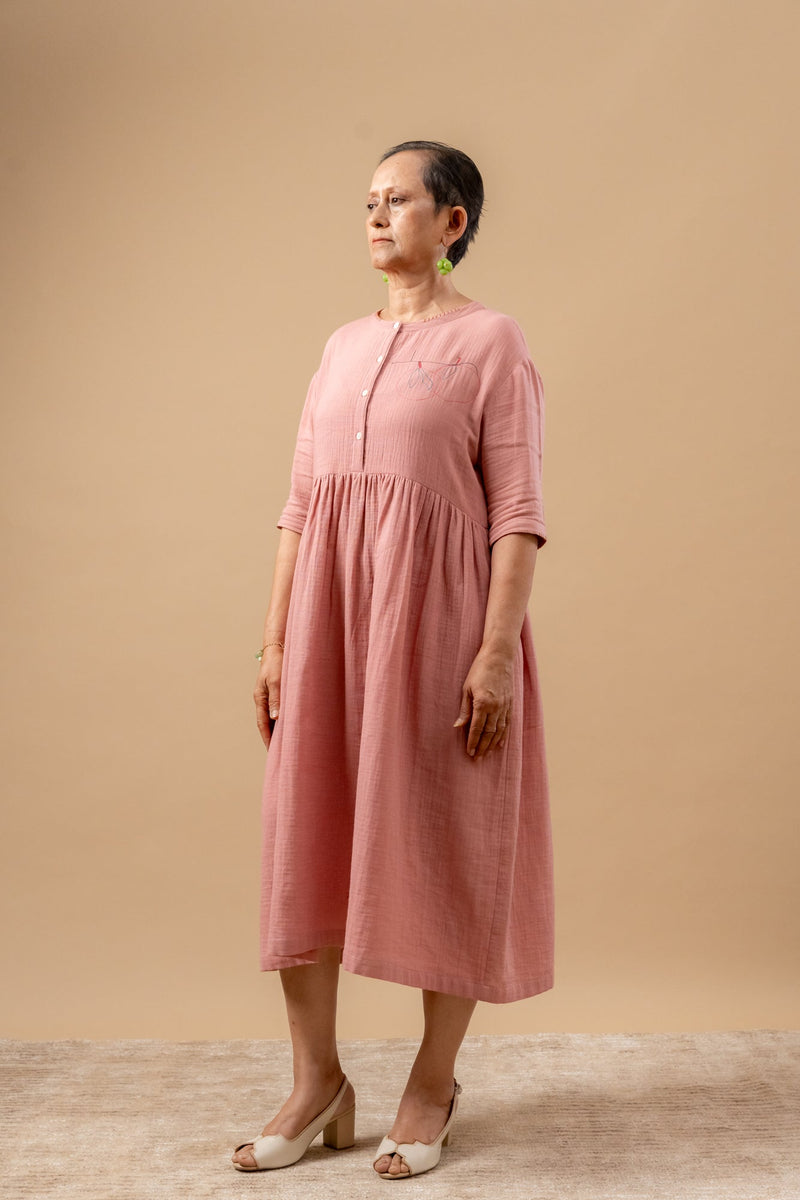 Kara Rose Dress organic cotton gauge by Doodlage in pink color for women Worldwide