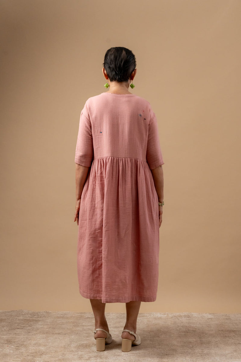Kara Rose Dress organic cotton gauge by Doodlage in pink color for women Worldwide