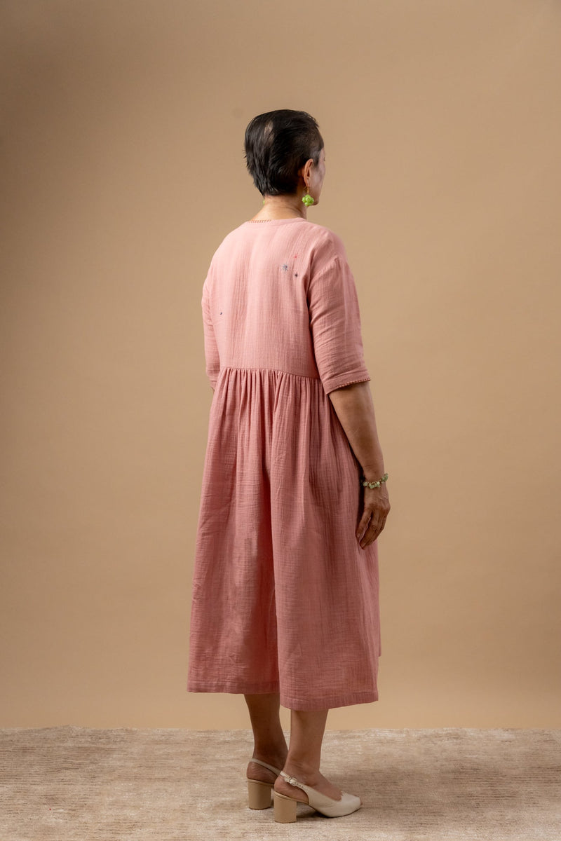 Kara Rose Dress organic cotton gauge by Doodlage in pink color for women Worldwide