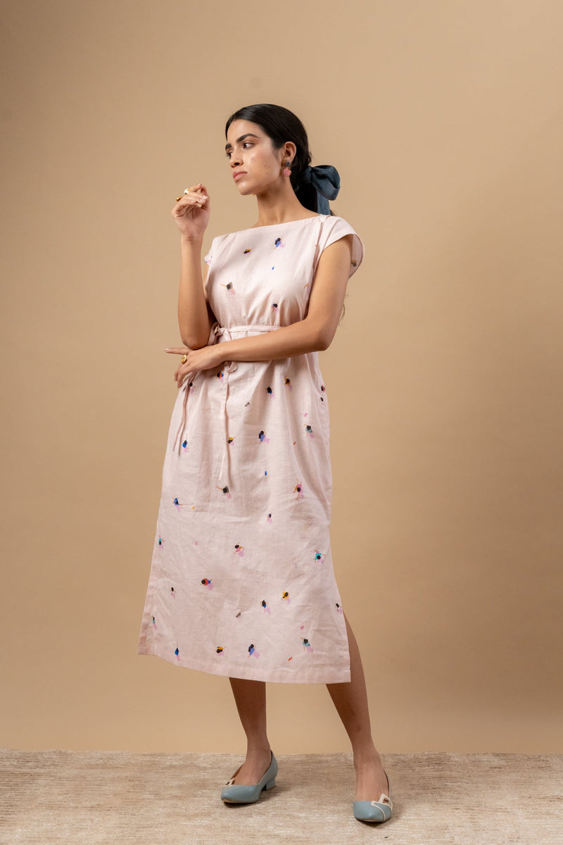Erna Printed Dress by Doodlage in pink color for women Worldwide
