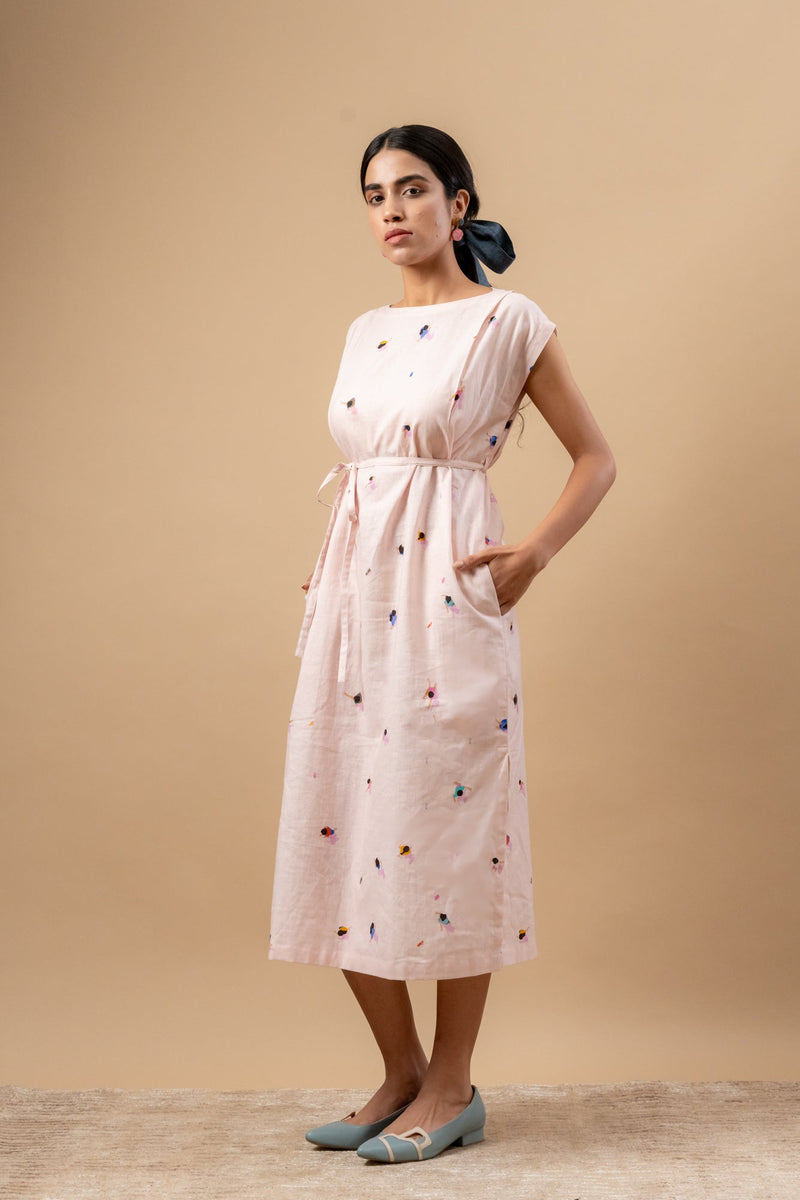 Erna Printed Dress by Doodlage in pink color for women Worldwide