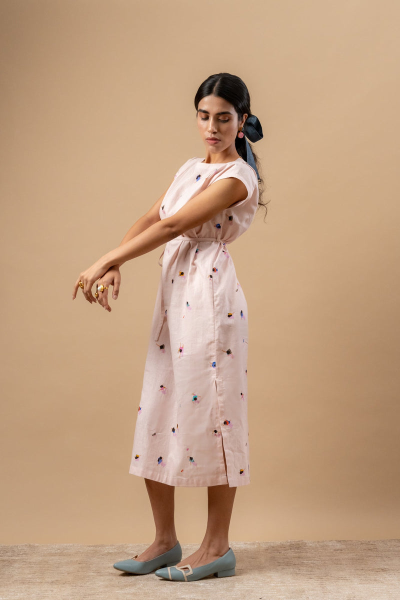 Erna Printed Dress by Doodlage in pink color for women Worldwide