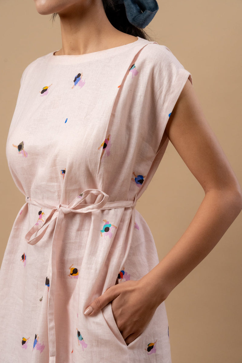 Erna Printed Dress by Doodlage in pink color for women Worldwide