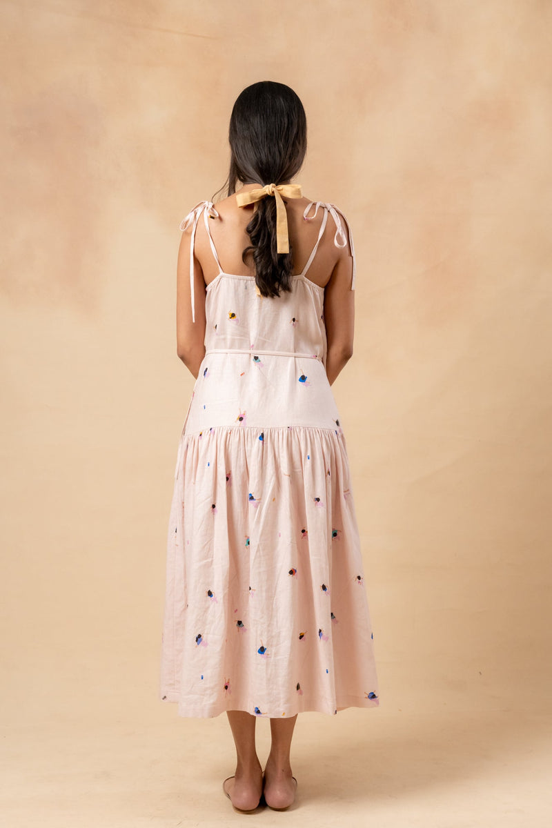 Crayon Wrap Dress by Doodlage in pink color for women Worldwide