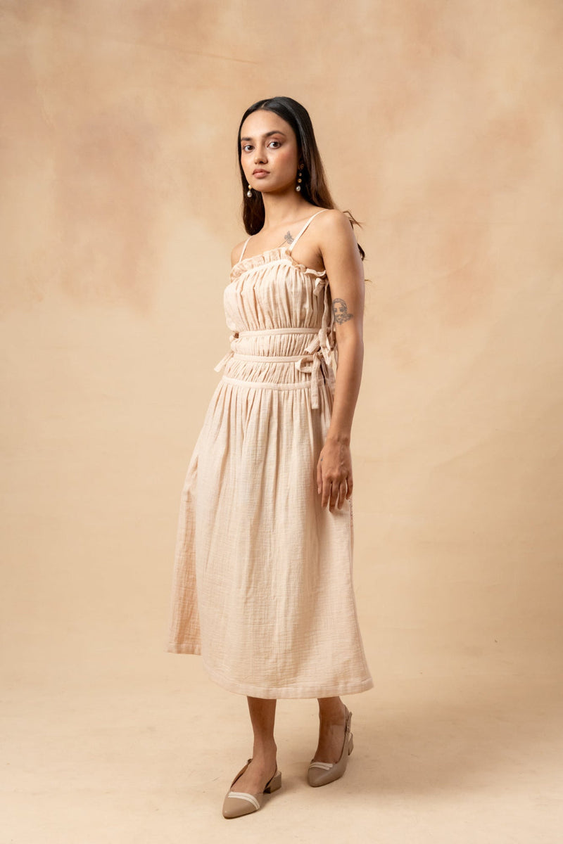 Kiteberry Dress organic cotton gauge by Doodlage in beige color for women Worldwide