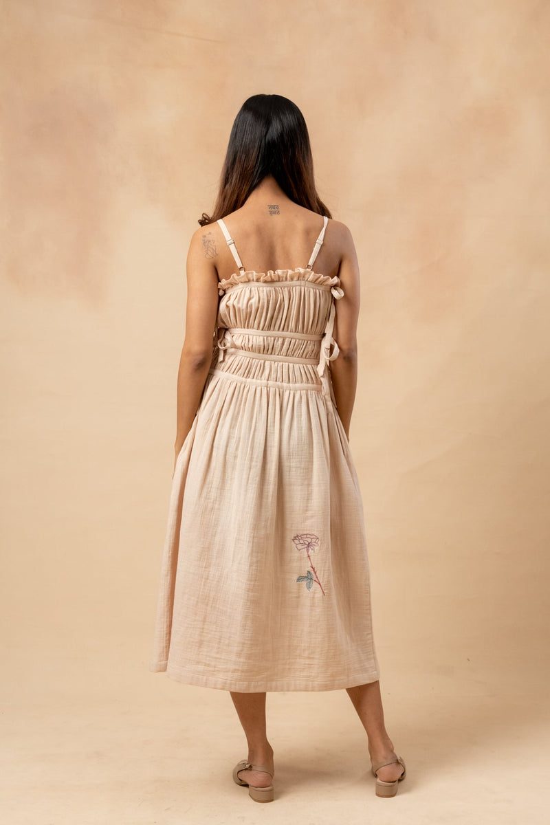 Kiteberry Dress organic cotton gauge by Doodlage in beige color for women Worldwide