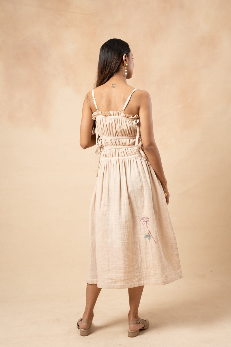 Kiteberry Dress organic cotton gauge by Doodlage in beige color for women Worldwide