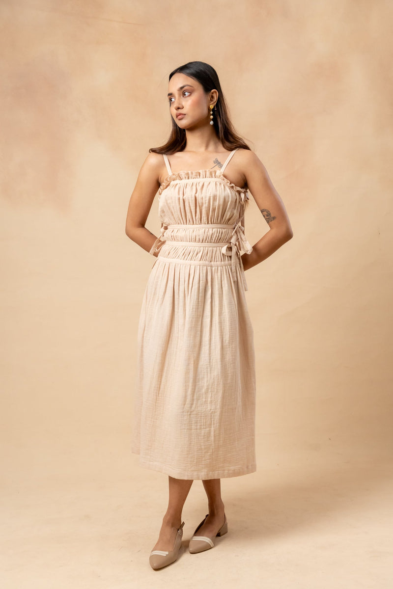 Kiteberry Dress organic cotton gauge by Doodlage in beige color for women Worldwide
