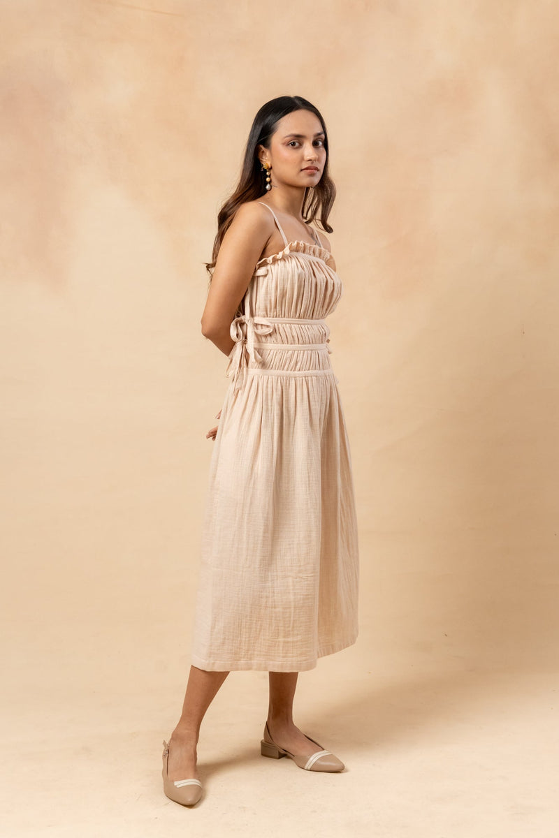 Kiteberry Dress organic cotton gauge by Doodlage in beige color for women Worldwide