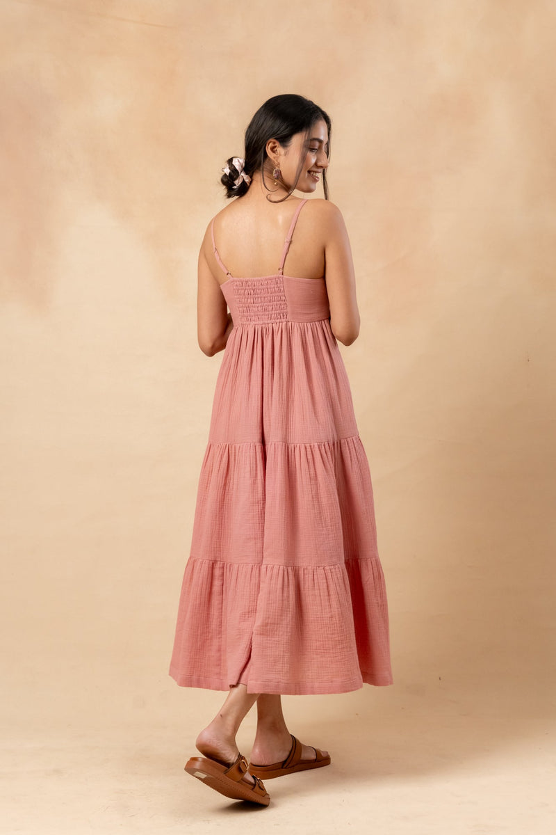 Cloudberry Kiss Dress organic cotton gauge by Doodlage in pink color for women Worldwide