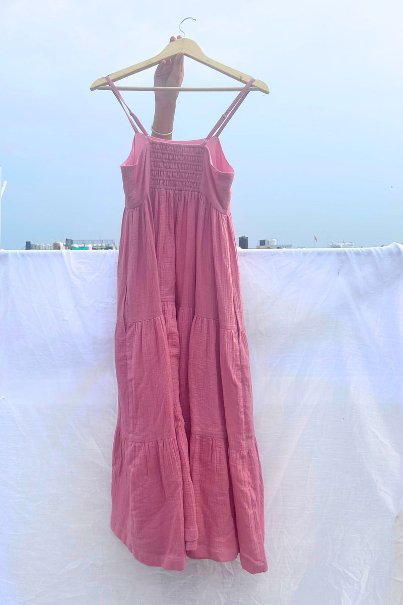 Cloudberry Kiss Dress organic cotton gauge by Doodlage in pink color for women Worldwide