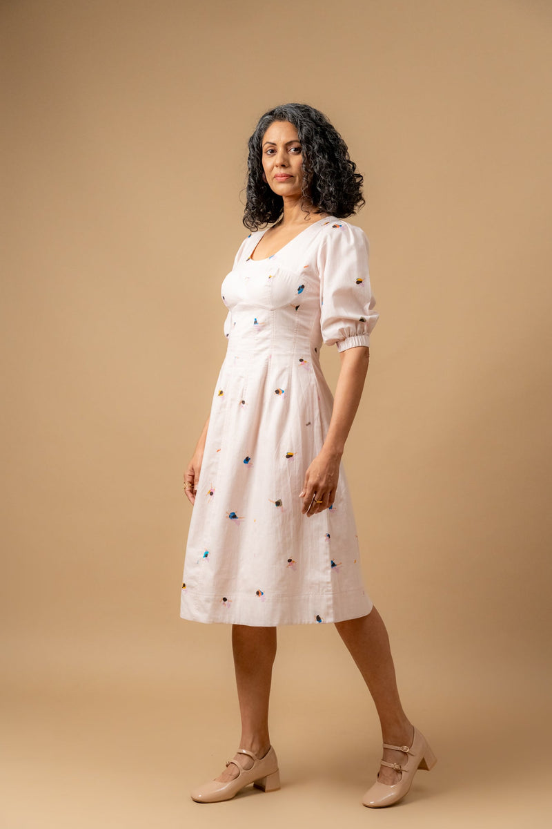 ISABELLE PRINTED DRESS by Doodlage in pink color for women Worldwide