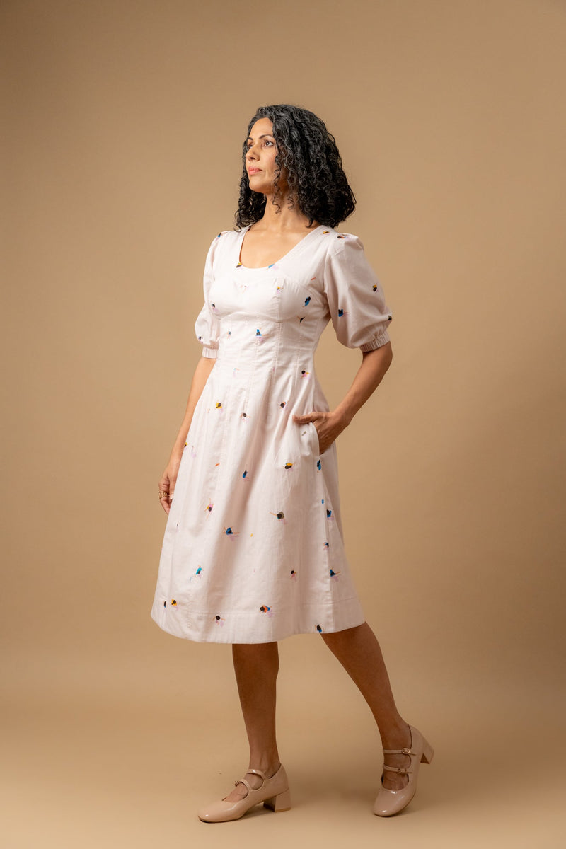 ISABELLE PRINTED DRESS by Doodlage in pink color for women Worldwide