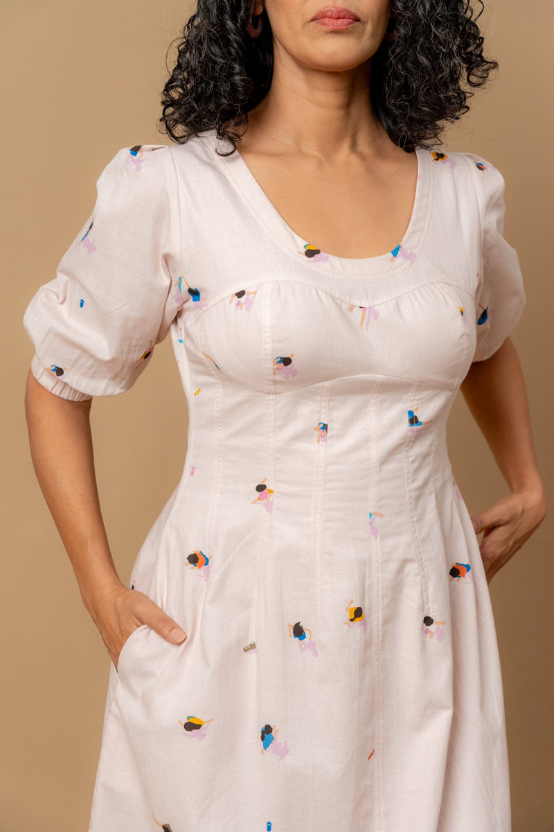 ISABELLE PRINTED DRESS by Doodlage in pink color for women Worldwide