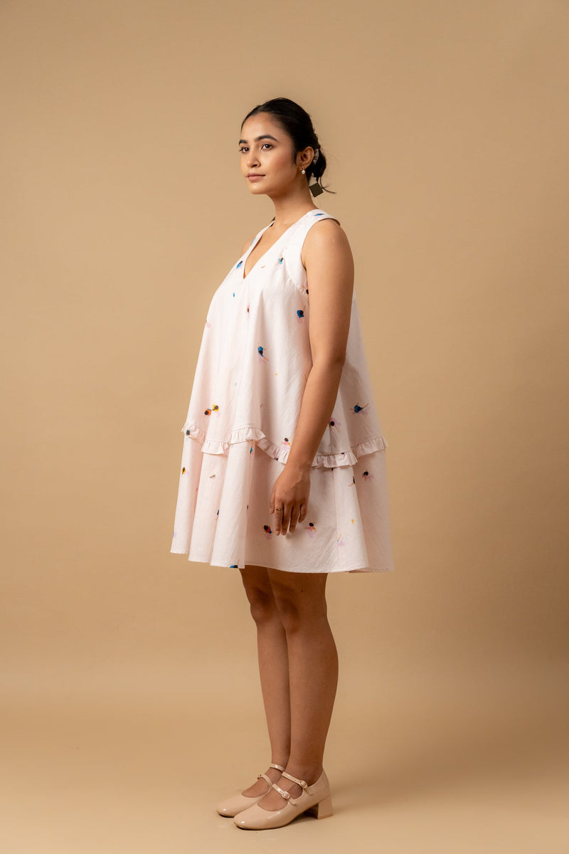 Daisy Daze Printed Dress by Doodlage in pink color for women Worldwide