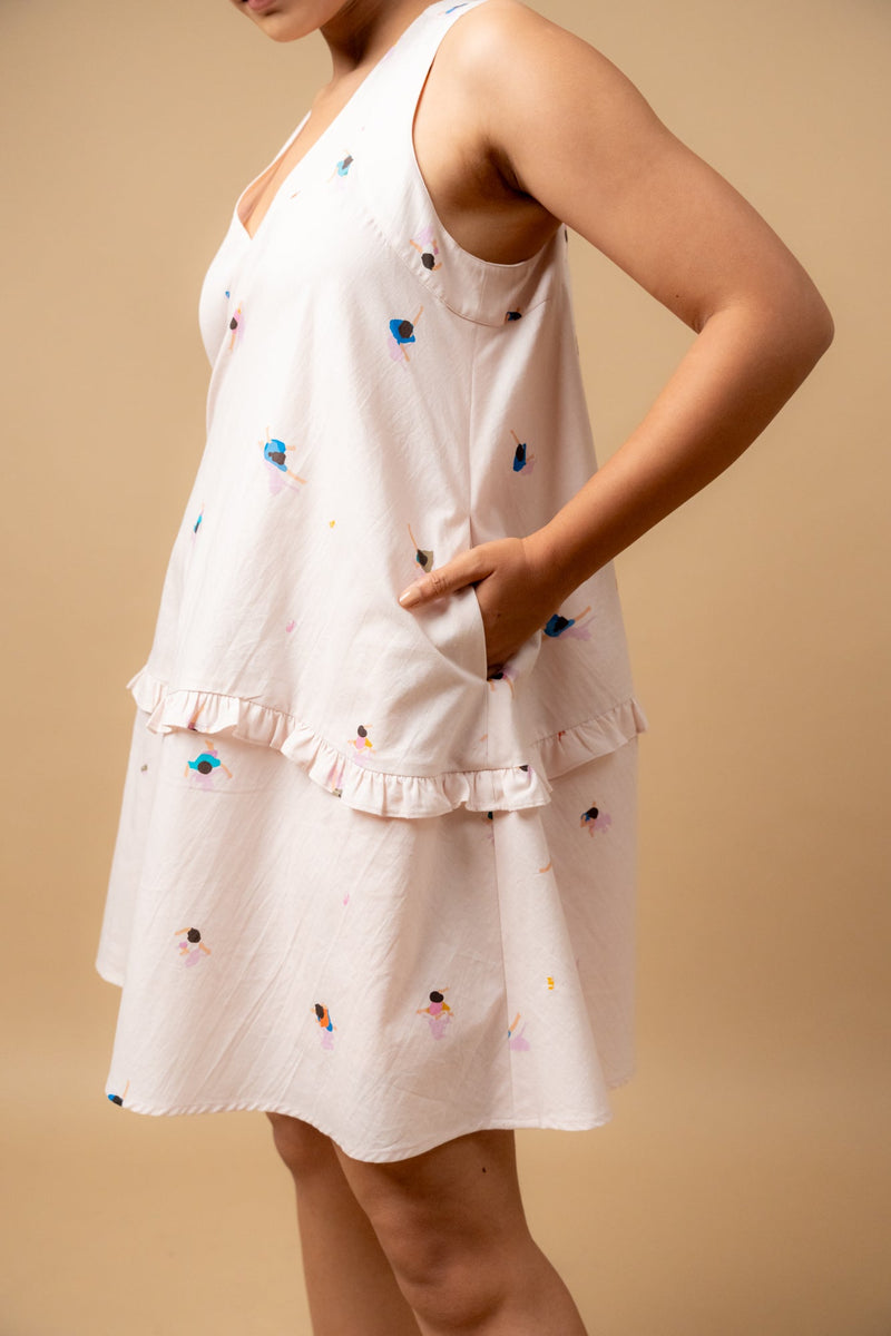 Daisy Daze Printed Dress by Doodlage in pink color for women Worldwide