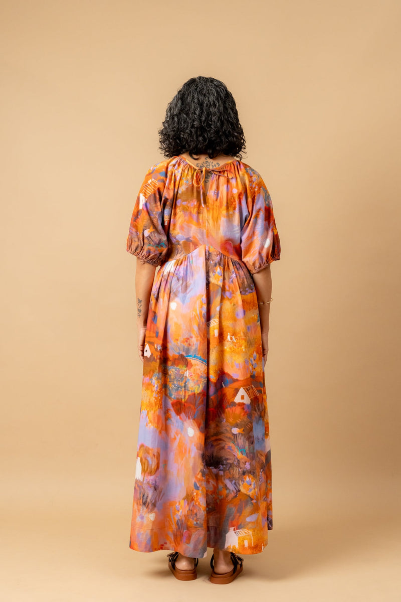Dewbell printed dress organic cotton gauge by Doodlage in multi color for women Worldwide
