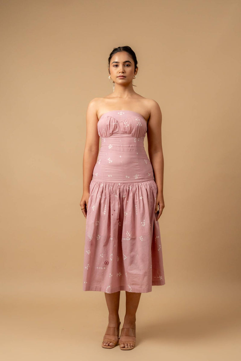 Bellblush bandhani dress by Doodlage in pink color for women Worldwide