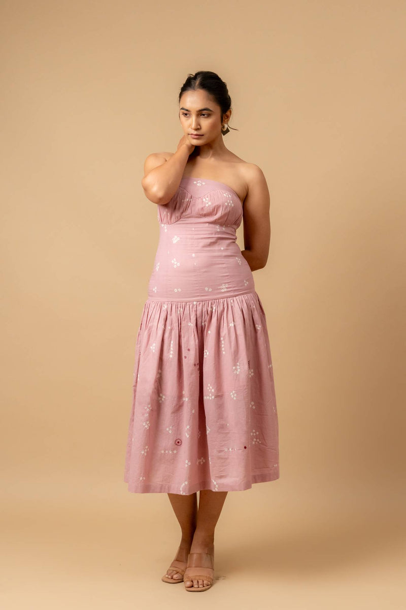 Bellblush bandhani dress by Doodlage in pink color for women Worldwide