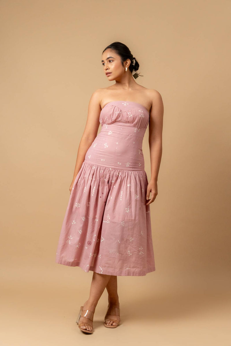 Bellblush bandhani dress by Doodlage in pink color for women Worldwide