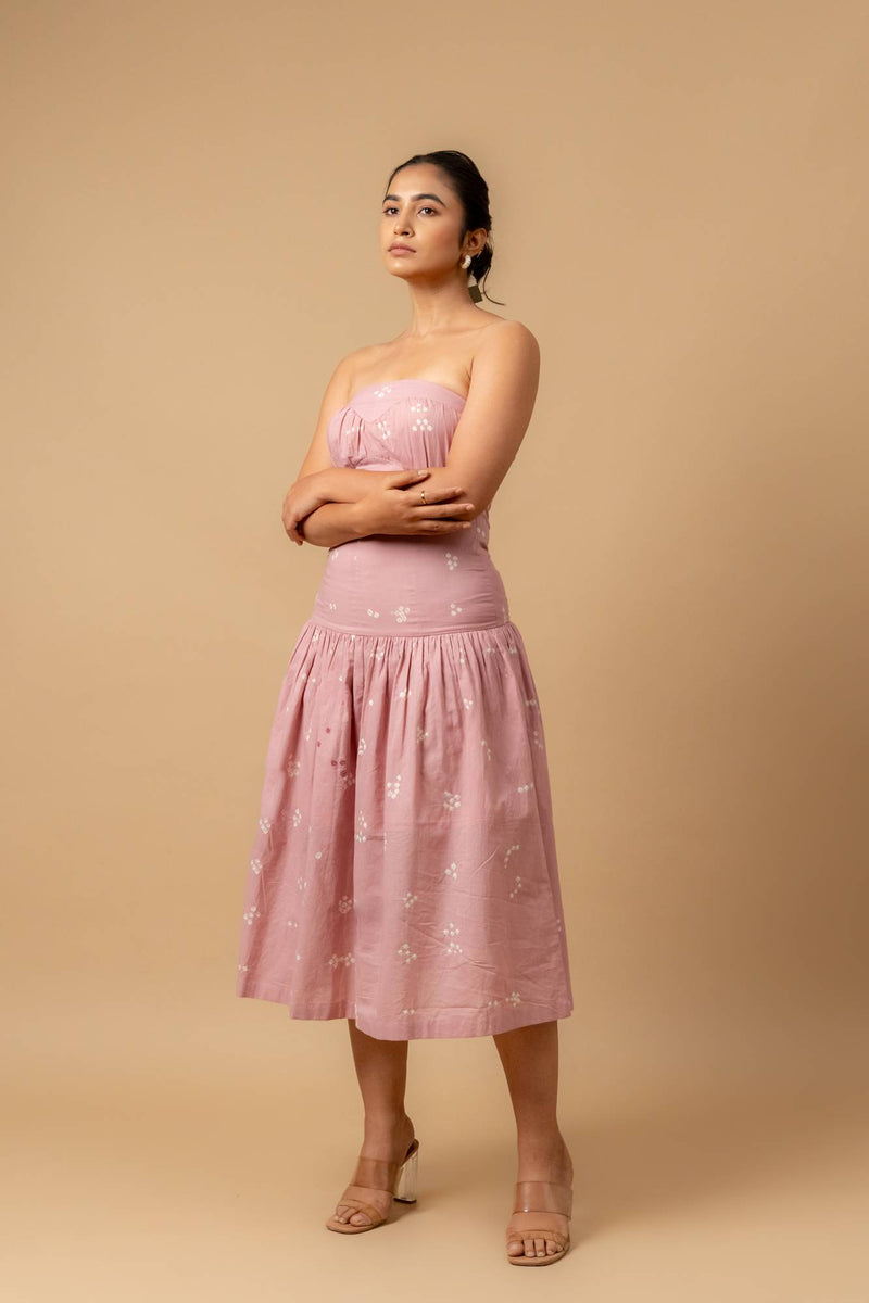 Bellblush bandhani dress by Doodlage in pink color for women Worldwide